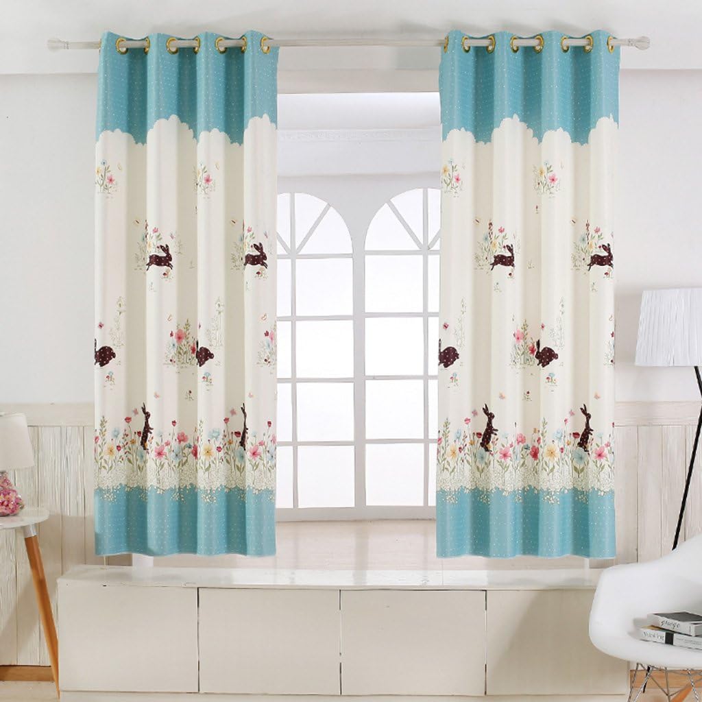 Nclon Children Curtains,Opaque Blackout blind Thermal insulated Prevent uv ray Eyelet Short Curtains-blue 1 panel W250cm*D200cm