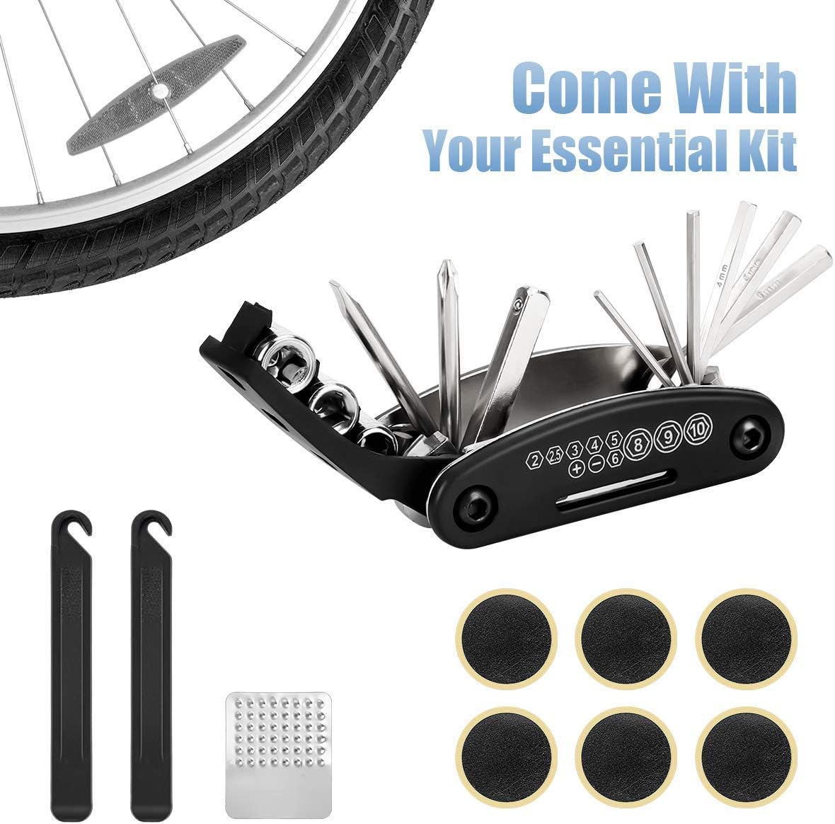 AGPTEK Bike Repair Tool Kits Bag, Bicycle Saddle Bag with Repair Tool Kits, Portable Tyre Tools Set Cycling Bag with Reflective Strip, TPU Touch Screen Cell Phone Supports Face ID : Sports & Outdoors