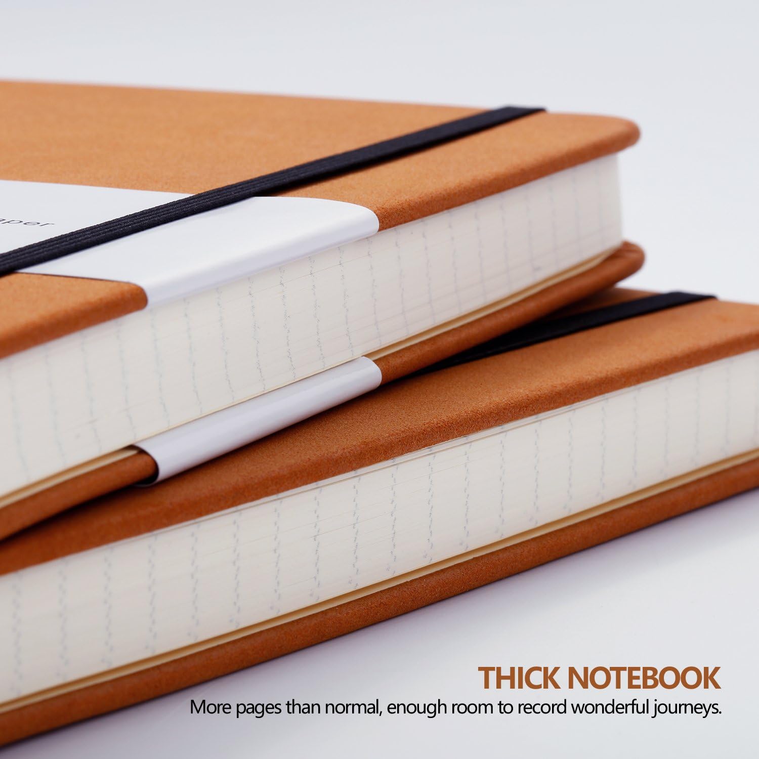 Thick Classic Notebook with Pen Loop - Lemome A5 Wide Ruled Hardcover Writing Notebook with Pocket + Page Dividers Gifts, Banded, Large, 180 Pages, 8.4 x 5.7 in: Office Products