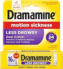 Dramamine Motion Sickness Less Drowsy, for Nausea Relief During Travel, 16 Count