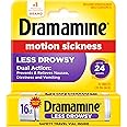 Dramamine Motion Sickness Less Drowsy, for Nausea Relief During Travel, 16 Count