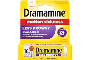 Dramamine Motion Sickness Less Drowsy, for Nausea Relief During Travel, 16 Count