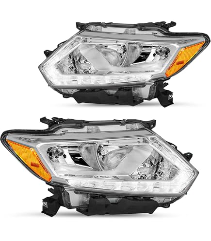 For 2015-2018 Nissan Murano Chrome Halogen Headlights w/LED DRL Left For 2015-2018 Nissan Murano Chrome Halogen Headlights w/LED DRL Left
