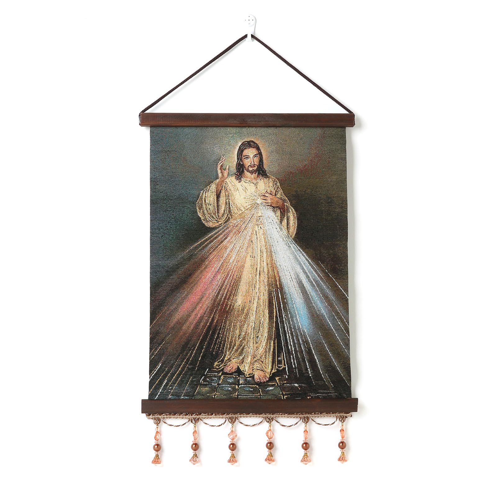 HZMAN Jesus Painting Retro Handmade Weave Wall Art Decor Holy Christ Aesthetic Picture for Living Room Bedroom Wood Framed 17x12 inch โ image 1
