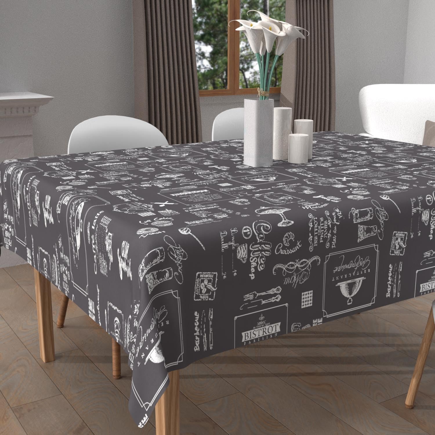 Soleil d'ocre Stain-Resistant Square Printed Tablecloth 180 x 180 cm Coffee