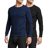 Andrew Scott Men's Traditional Waffle Thermal Underwear Long Sleeve Shirt | Baselayer Crew Neck Top | Multi Packs