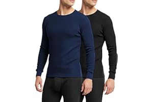 Andrew Scott Men's Traditional Waffle Thermal Underwear Long Sleeve Shirt | Baselayer Crew Neck Top | Multi Packs