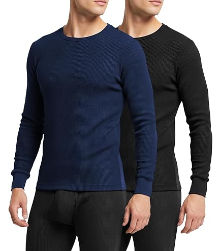 Men's Classic Fit Waffle-Knit Heavy Thermal Shirt (XL, Navy) at