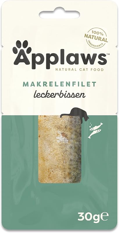 Natural Cat Treats, Ganze Makrele Lende Katzensnack, 30g Beutel (Packung mit 12 Stück)