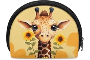 ZOUTAIRONG Giraffe Sunflower Coin Purse for Girls Women Change Purse Cute Animal Zipper Organizer Pouch Soft Small Wallet Key Coin Holder Money Bag Mini Pouch Yellow