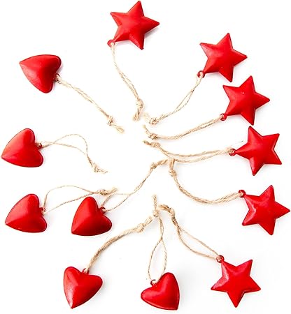 Regali Di Natale Fatti A Mano In Cucina.Set Piccolo Ciondolo Metallo 6 Cuori Rossi 6 Stelle Da Appendere 4 Cm Decorazione Per Natale Classico Fatti A Mano Addobbi Natalizi O Regali Per La Decorazione Di Regali Amazon It Casa E Cucina