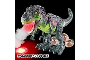 WESPREX Electronic Walking T-Rex: Flame Spray, Water Mist, Laying Eggs, Light Up Eyes, Roaring Sound, Realistic Toy for Kids 3+