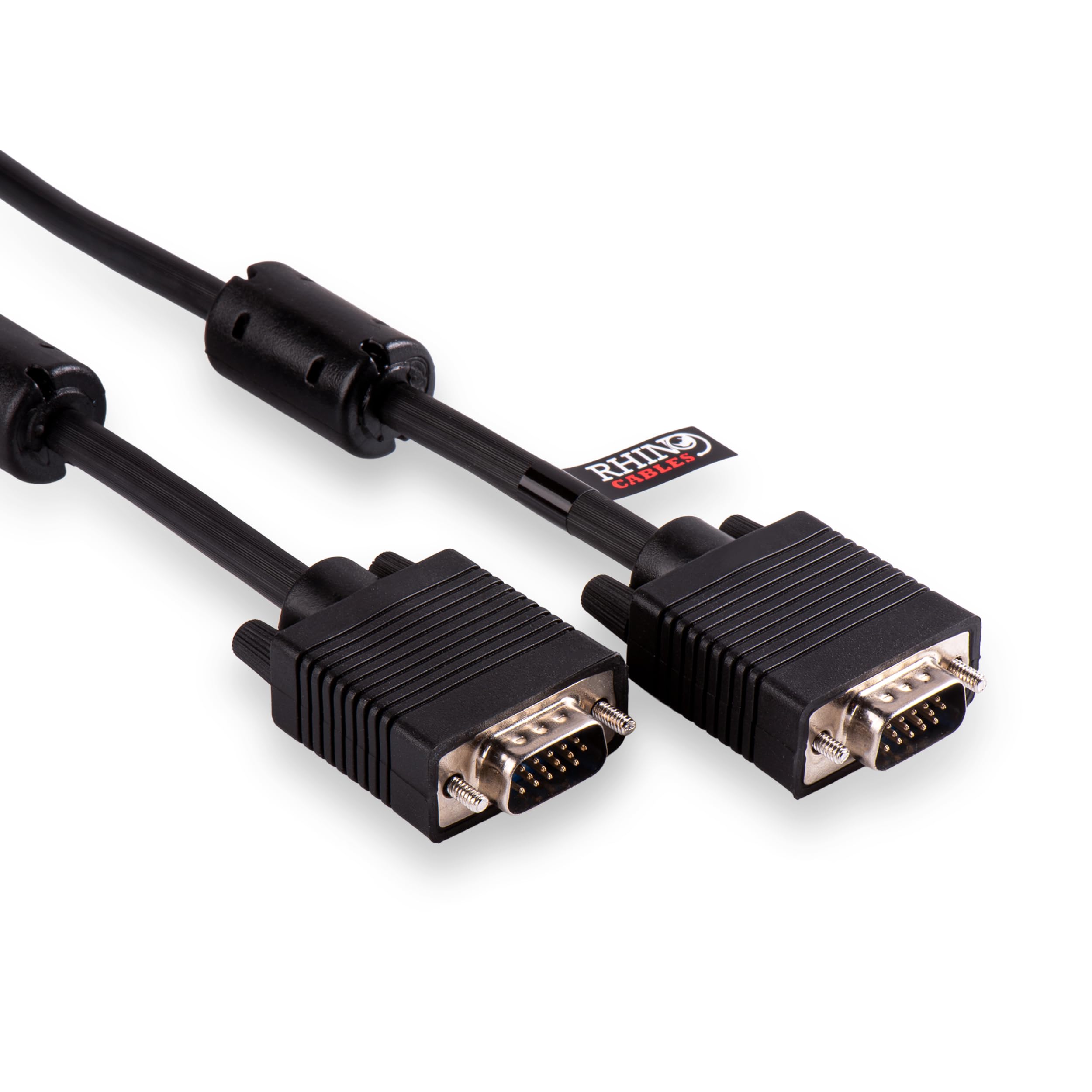 rhinocables Shielded VGA Cable – 15-Pin Male to Male SVGA Lead with 28AWG Triple Mini-Coax, Copper Braid & Foil Shielding | Reliable PC-to-Monitor/Projector Connection | 75Ω Precision Build (3m)