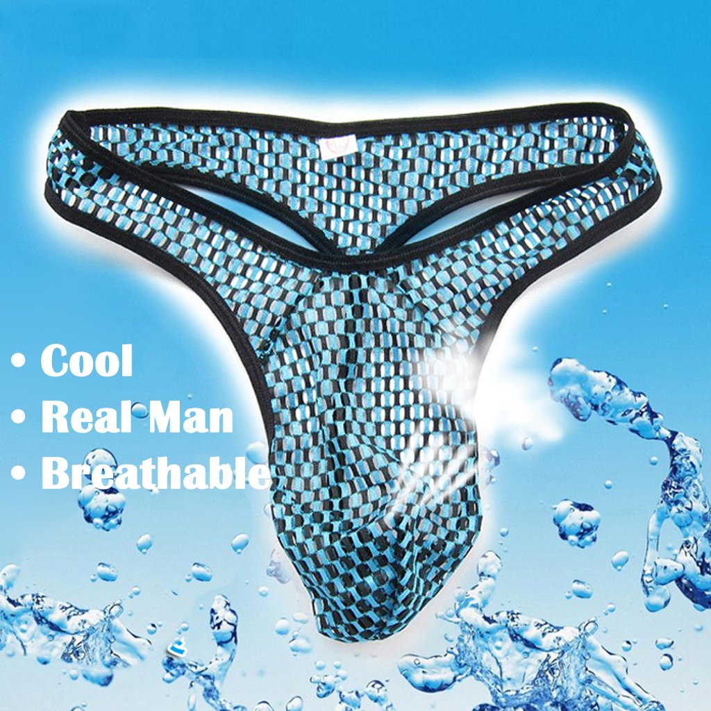 KHUFUZI Men\'s Sexy Hollow Out Under Panties Breathable Thong See Though Underwear