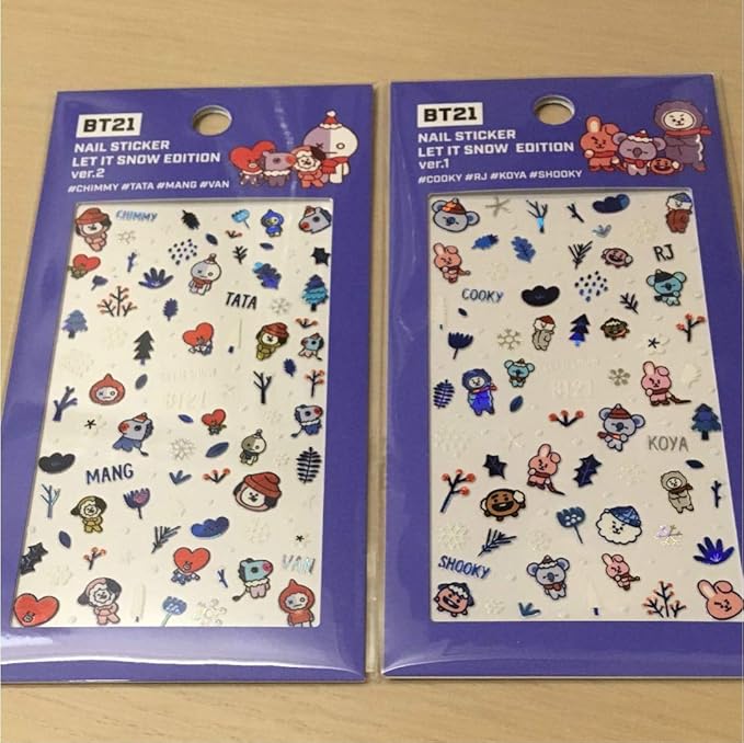 Amazon Bts 防弾少年団 バンタン Bt21 ネイルシール 公式 Cooky Rj Koya Shooky Chimmy Tata Mang Van アイドル 芸能人グッズ 通販