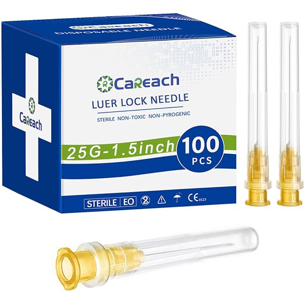 thumbnail image 2 of 100-Pack 25 Gauge 1 Inch Luer Lock Needles - Industrial Dispensing Needles Individually Sealed 2 of 10