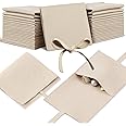 Lothee 40 Pcs Microfiber Jewelry Pouch 8x8 cm Jewelry Packaging Luxury Small Gift Bags Bow Tie Microfiber Bag for Bracelet Necklace Packaging,Envelope Style with String and Divider(Beige)