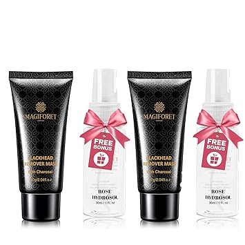 Download Amazon Com Blackhead Remover Face Mask Magiforet Charcoal Peel Off Black Mask 2 Packs 120ml Mask 60ml Rosewater Deep Cleansing Purifying Oil Control Beauty PSD Mockup Templates
