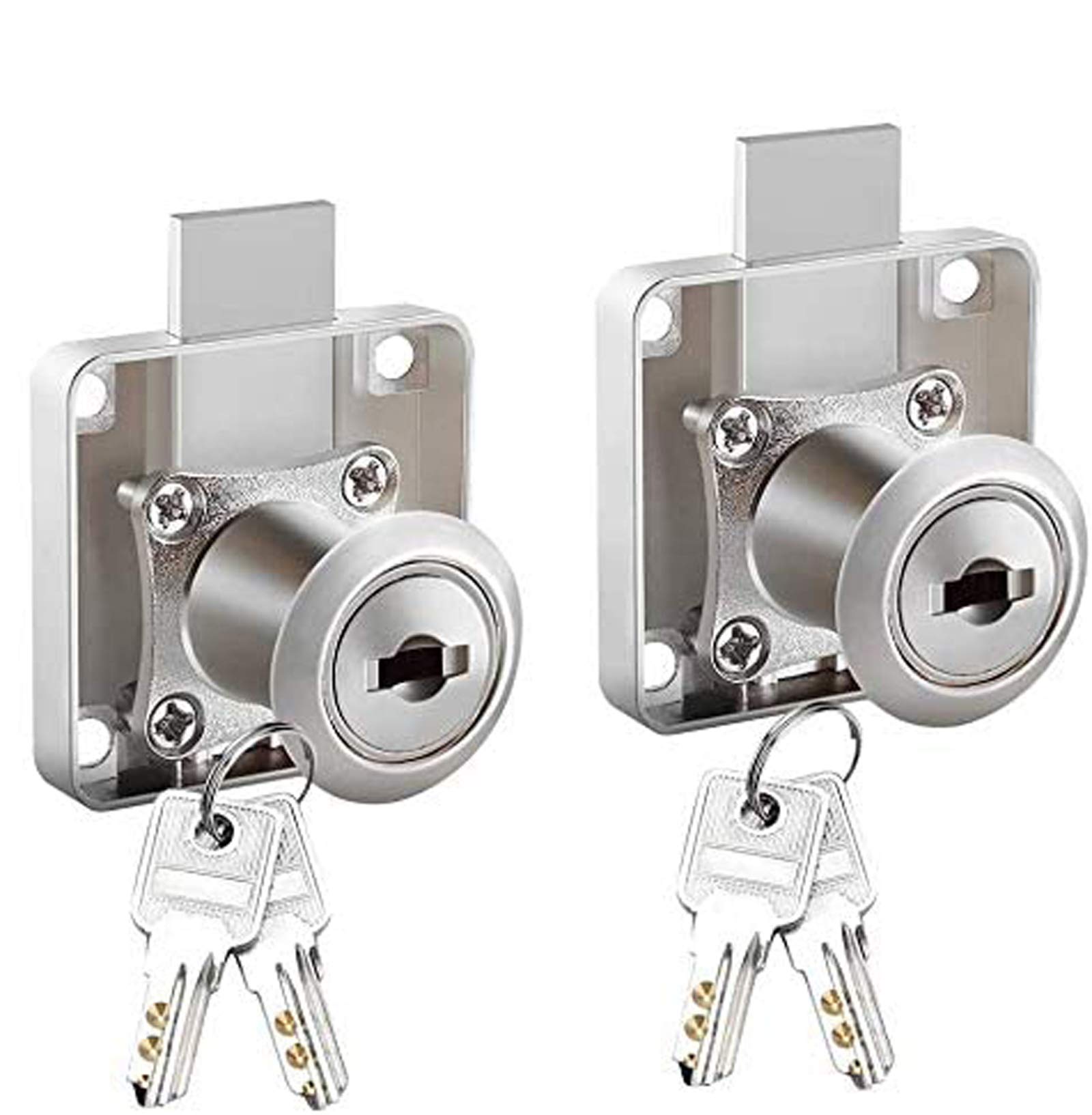 BETOY 2 Pack Cupboard Drawer Zinc Alloy Cam Lock, Cam Lock Security Cabinet Lock Furniture Lock Cylinder for Household Office, with Keys