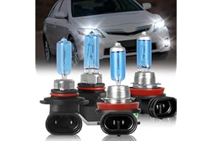 IVBDQV Fit 2007-2018 for TOYOTA CAMRY Headlight Bulbs, 9005/HB3 High Beam and H11/H9 Low Beam 9005 H11 Halogen Bulbs 300% Brightness High Performance Halogen Bulbs Combo 4PCS