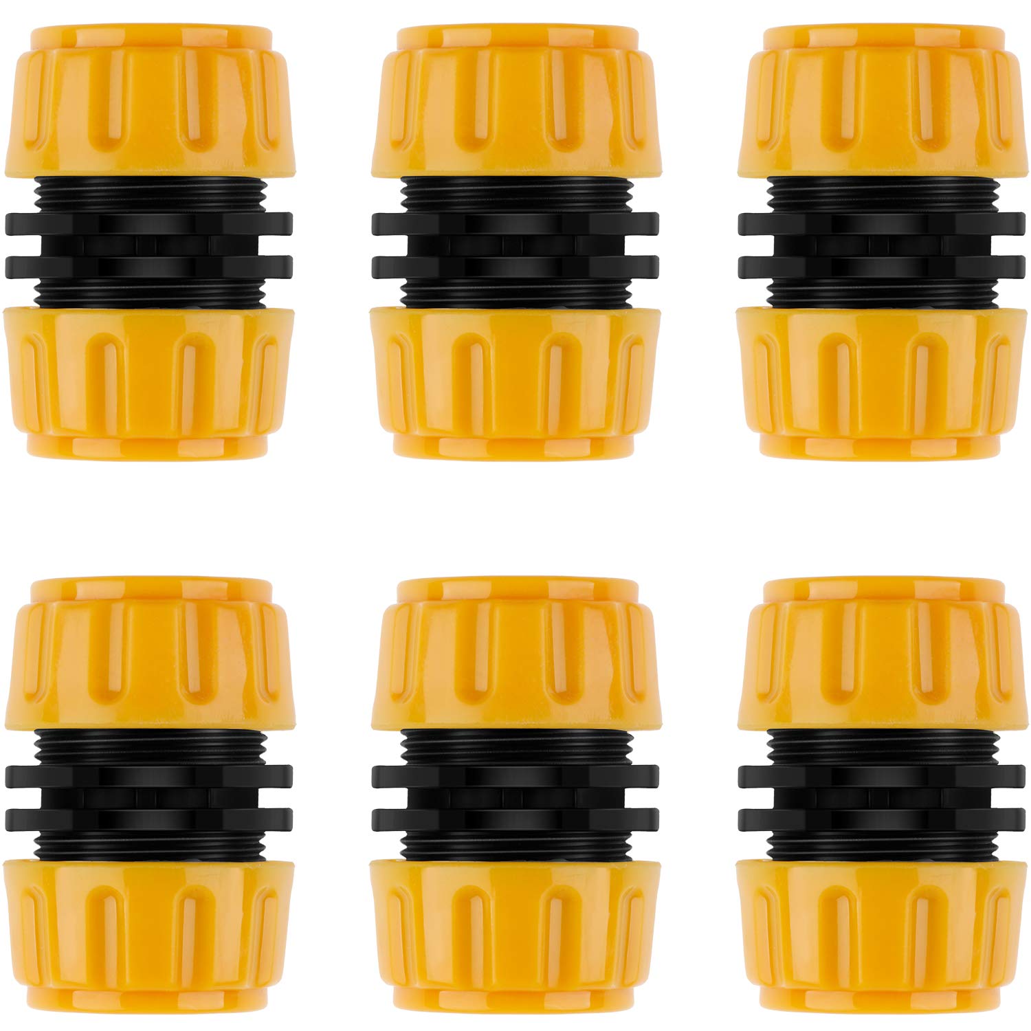 Hotop 6 Pack Plastic Hose Repair Connector, Quick Fix Extend Connector for 1/2 Inch Garden Hose Pipe (Repair Connector)