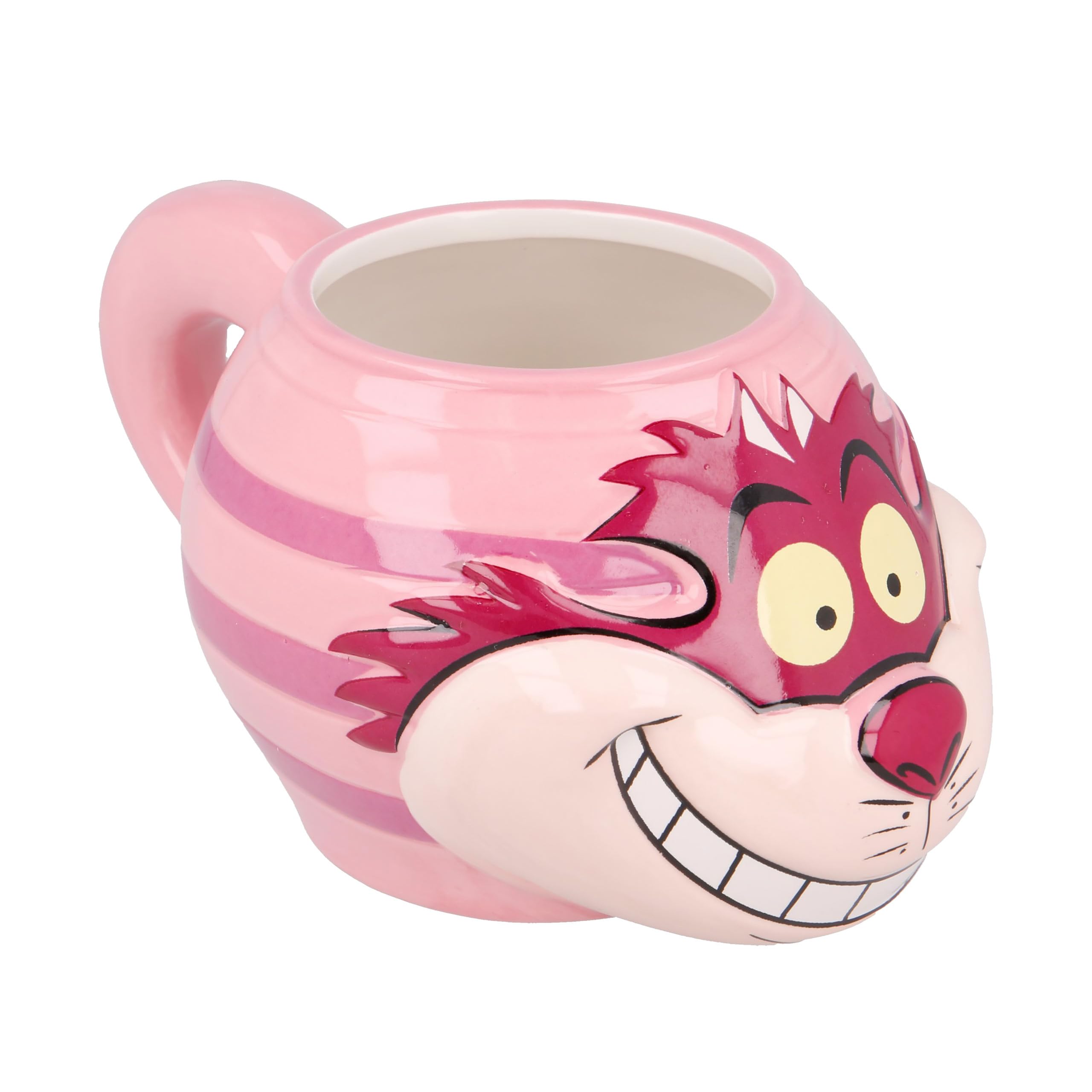 Elbenwald 3D Design Mug for Alice in Wonderland Fans - Cheshire Cat Design - 10 x 9 x 16 cm - 500 ml - Ceramic - Pink