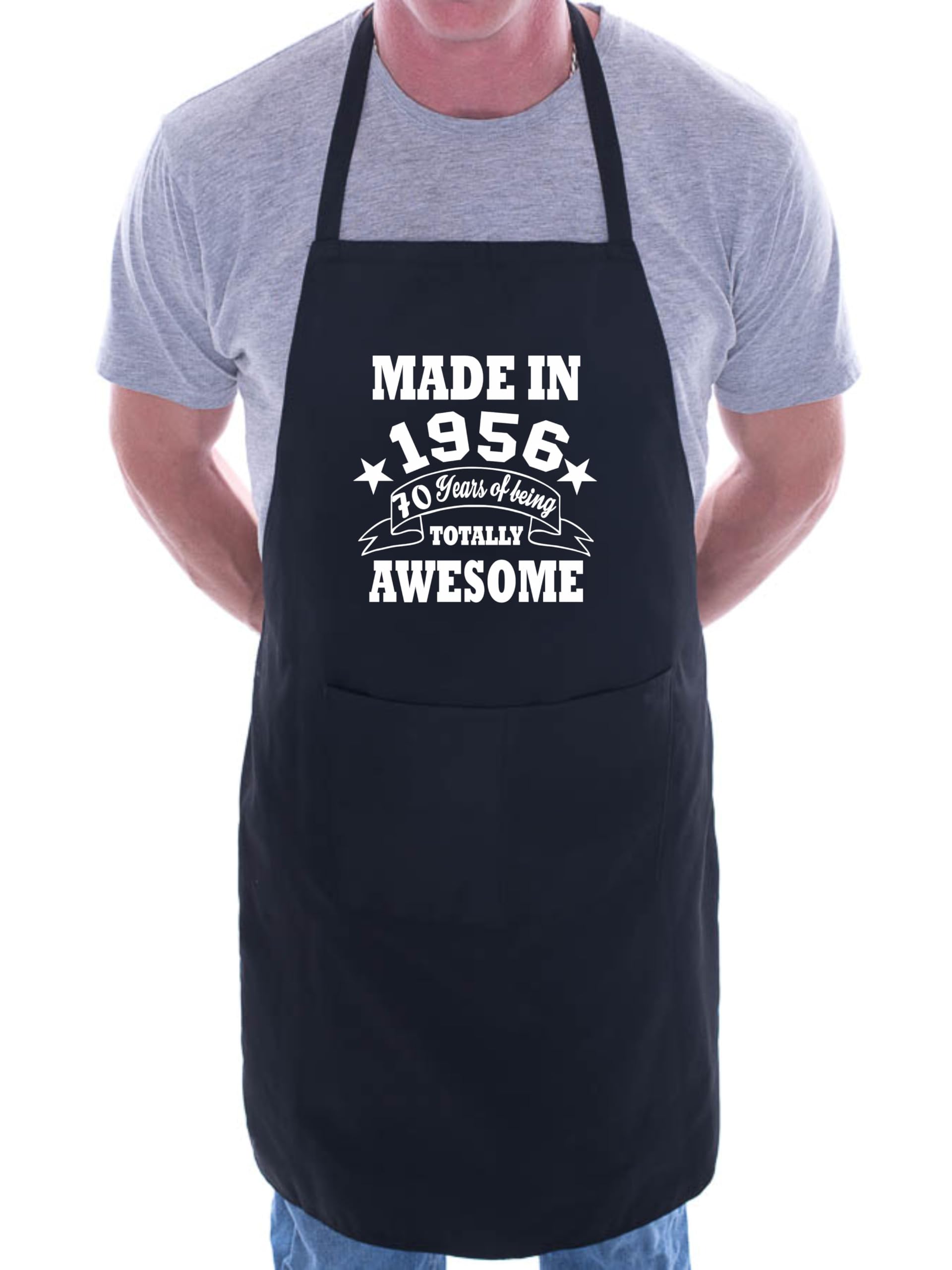 Print4U 70th Birthday Made In 1956 BBQ Cooking Funny Novelty Apron Black