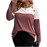 SOLY HUX Women's Plus Size Color Block T Shirt Long Sleeve Crew Neck Knit Tee Tops Casual Fall Clothes