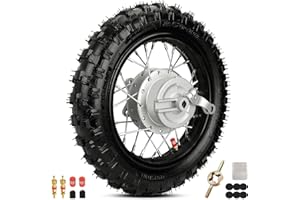 XIKOBY 2.50-10 Dirt Bike Rear Wheel Drum Brake Assembly Compatible with CRF50 XR50 TTR50 SSR Taotao Apollo, 2.5-10 2.50x10 Tire & Rim for 50cc 70cc 90cc 110cc Pit Bike Off Road Motorcycle Parts