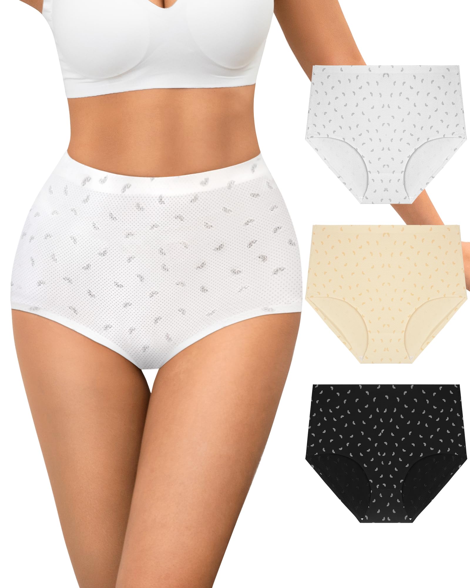 Photo 1 of ASIMOON No Show Underwear for Women Stretch High Waisted Full Coverage Panties Breathable Seamless Lightweight Ladies Undies 3 Pack