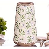 UPQQ Vintage Ceramic Vase, Tuscan Crackle Glaze Small Flower Vase with Blue and Beige, Rustic Retro Table Vases Decor for Farmhouse Living Room, Bookshelf, Office, Grand Millennial