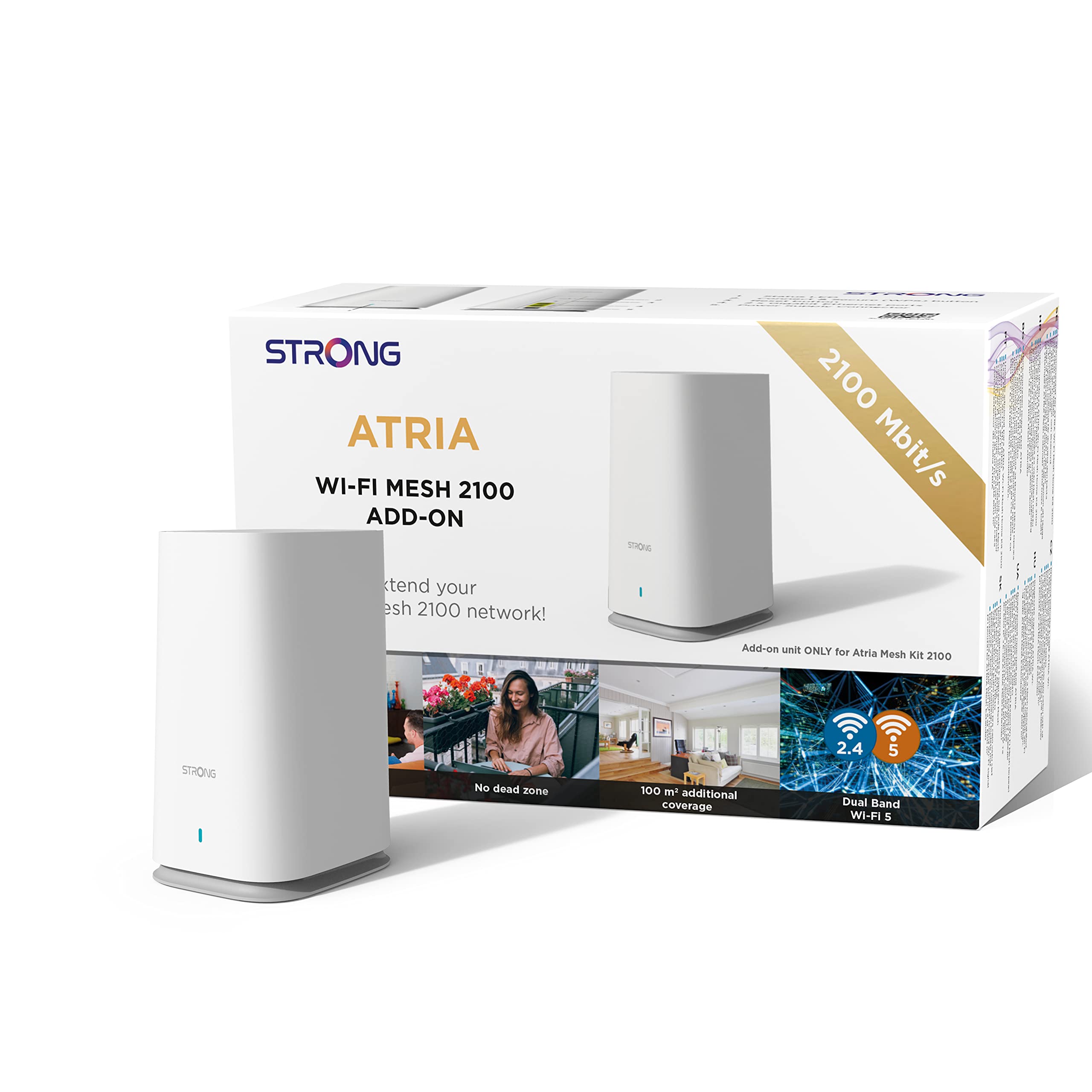 STRONG ATRIA AC2100 Whole Home Mesh Wi-Fi System - ADD ON UNIT, up to 1,650sq.ft Wi-Fi Coverage, Two Gigabit Ports per node, App Control, Guest Network, Parental Controls, Simple Set Up (1 Pack)
