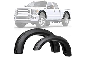 YITAMOTOR Fender Flares Kit Compatible with 2008-2010 Ford F-250 F-350 Super Duty, Smooth Black Finish Front Rear Wheels Pocket Rivet Style