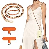 TiMOVO Universal Phone Lanyard, Metal Cell Phone Chain Anti-Theft Crossbody Strap for iPhone 17, 16 Series and Most Smartphones, Cell Phone Neck Holder for Women, Orange