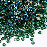 500 Pieces SS30 6mm Flatback Rhinestones AB Clear Round Gems Crystals for Nail Art DIY Crafts Clothes Shoes Bags (Transparent Dark Green AB)