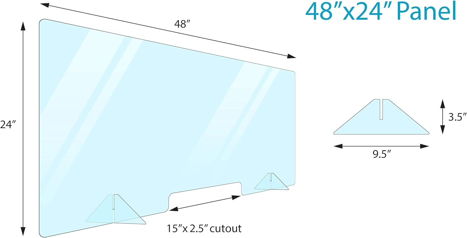Portable Plexiglass Sneeze Guard Shield for Counter Cashier Protection 48x24: Home Improvement