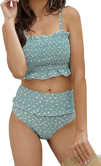 smocked bikini high waist