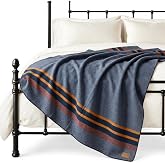 Pendleton Yakima Camp Blanket Full Queen 90" x 90" - Wool Cotton | Soft and Durable Throw for Home and Travel - Lake