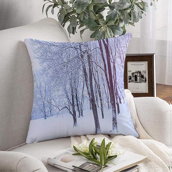 Pillow Cover Decorative Snowflake Winter Landscape Scene