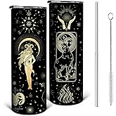 Sunmdecor Taurus Coffee Mug, 20oz Tumbler with Lid and Straw - Double Wall Insulation Stainless Steel Cups for Hot or Cold Beverages, Perfect for Travel, Office, and Christmas Gifts