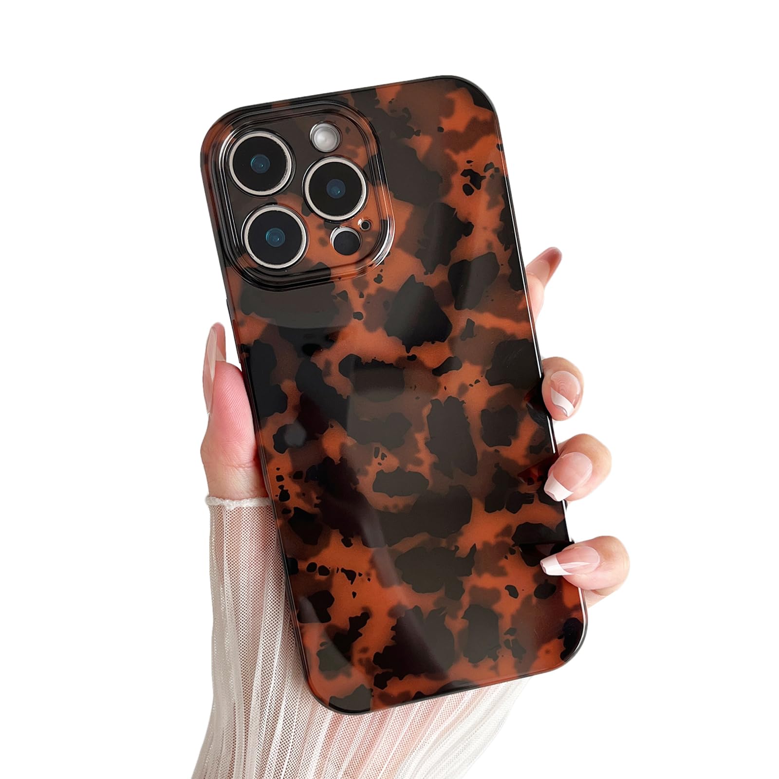 Huahuacase Compatible with for iPhone 16 Pro Max Case, Tortoise Shell Retro Amber Brown Cheetah Print Leopard, Fashion Classic Soft TPU Protective Shockproof Case for iPhone 16 Pro Max 6.9 ''-Color1