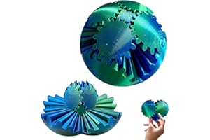 UTOSDAY GearSphere Fidget Toy, 3D Printed Gear Ball Spin Ball Cube Desk Toy, 2024 Gear Sphere Cube Puzzle for Adults Kids, Stress and Anxiety Relaxing Fidget Toy (Laser Green)
