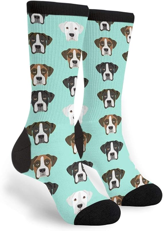 Amazon ボクサー犬の頭のデザインユニセックスカジュアルスポーツソックスニーハイアスレチックロングチューブストッキング ソックス 通販