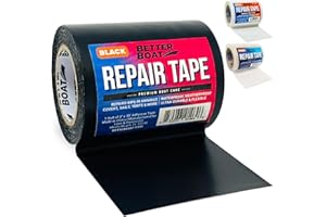 BETTER BOAT Repair Tape for Fabric Boat Covers, Canvas Tents, Pop-Up Campers, RV Awnings, Tarps, Canopies, Bimini Tops, Sails, Air Mattress Patch Kit, 30ft x 3" Black Heavy-Duty Waterproof Vinyl