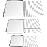 TeamFar Baking Sheet with Rack Set, Stainless Steel Cookie Sheet Baking Pans with Cooling Rack, Non Toxic & Healthy, Rust Fre