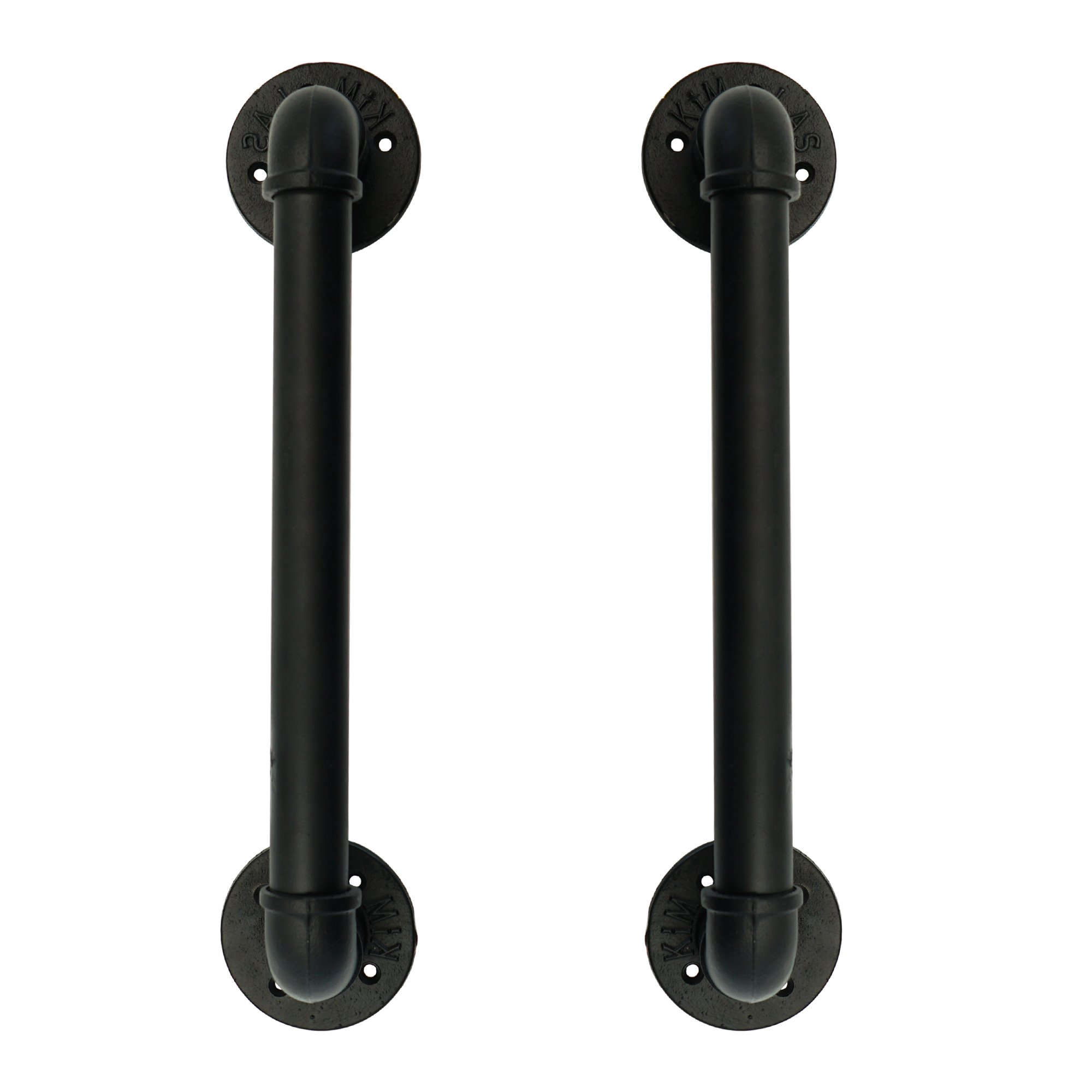 FOYO Set of 2 Industrial Pipe Door Pull Handle,Handle Set,Barn Door Handle,Door Handles Internal - Oil Rubbed Black, 50 cm Long