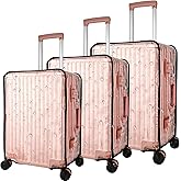VEEVIIY 3 Piece Thicken Clear PVC Luggage Cover Protector, Waterproof Plastic Suitcase Cover, 20“ 24” 28” Carry On Luggage Protector Suitcase Cover or Tsa Approved for Travel