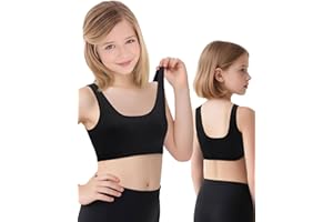 iMucci Sports Bra for Girls U-Shaped Training Bra with Removable Pads Scoop Neck for Teens Kids Yoga Sports Dance Bra