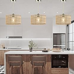HOONEX Rattan Chandelier, Rattan Light Fixtures