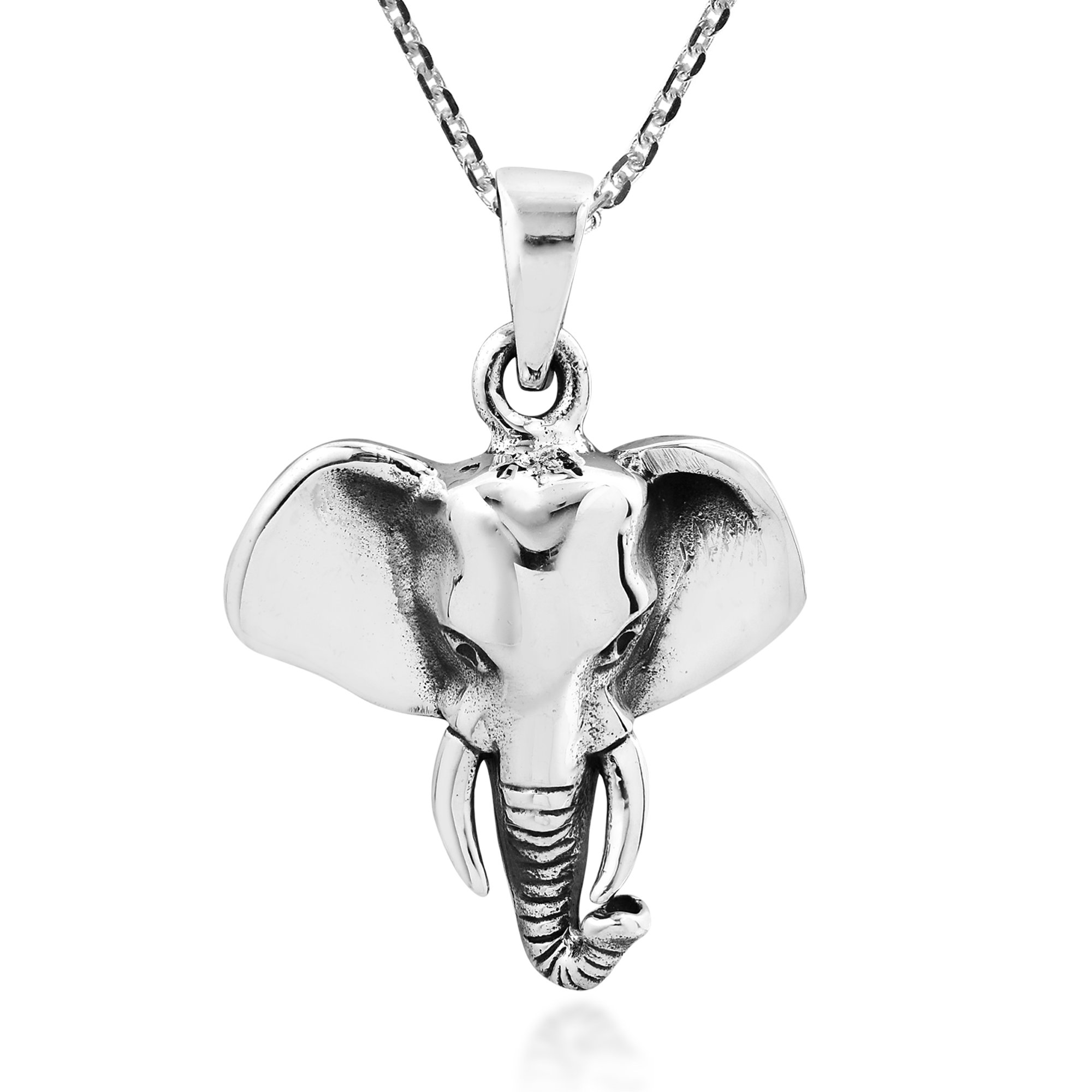 AeraVida Safari Elephant Head .925 Sterling Silver Necklace
